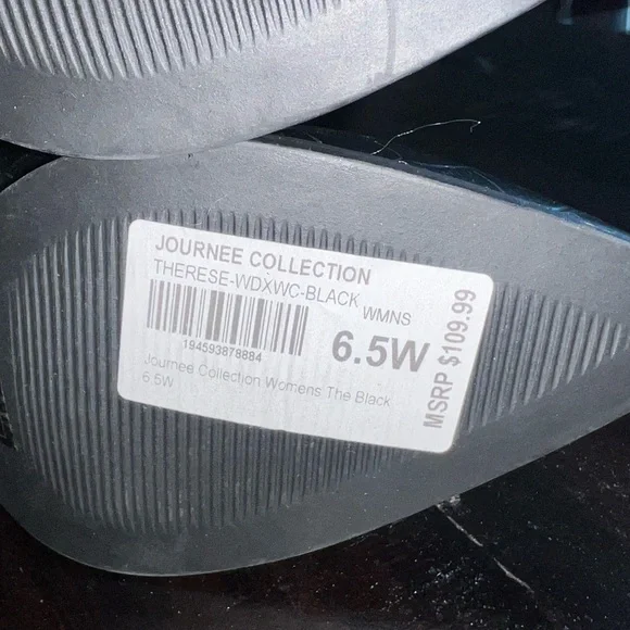 Journee Collection Black Textured Heeled Boots - Picture 6 of 7